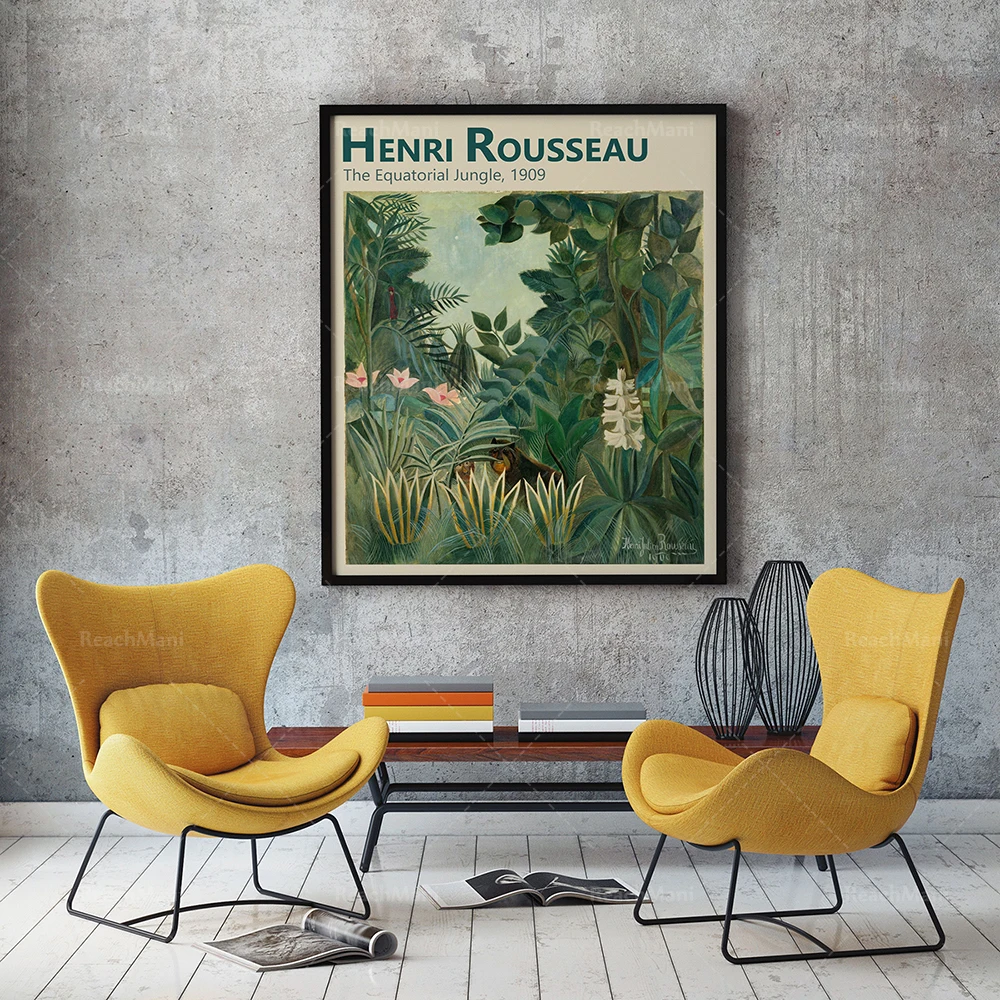 1pc frameless Canvas Painting Plant Print by Henri Rousseau The Equatorial Jungle Plant Decor Print