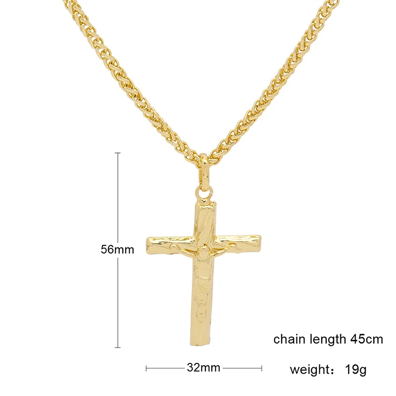 SUNNESA Fashion 18k Gold Plated Cross Pendant Necklace Classic Chain Necklaces Jewelry for Women Christian Gifts