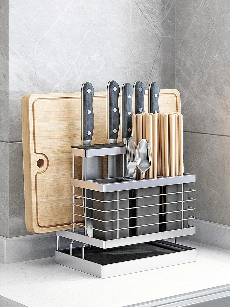 

Multifunctional 304 Stainl Steel Knife Holder Kitchen Cutting Board Ra Chopsti Tube Storage Organizer Kitchen Accories