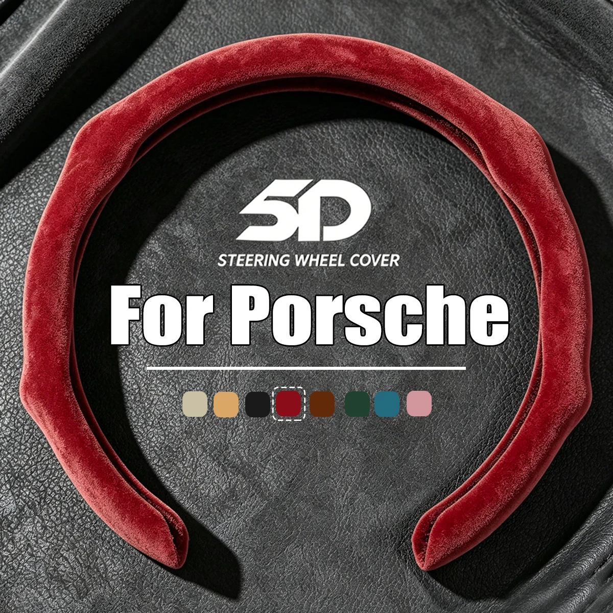 

Non-slip Suede Leather Car Steering Wheel Cover O/D Type Booster Cover For Porsche Cayman Cayenne Boxster Spyder Taycan Macan