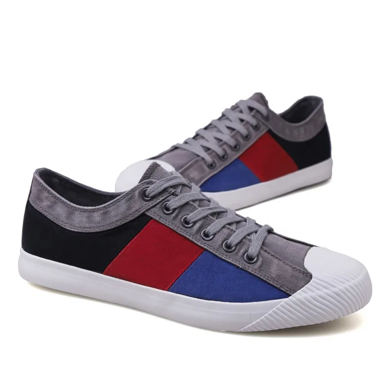 Mixed Colors Canvas Shoes Men Fashion Sneakers Breathable Men\'s Shoes Casual Flats Lace-up Man Vulcanized Shoes Tenis Masculino