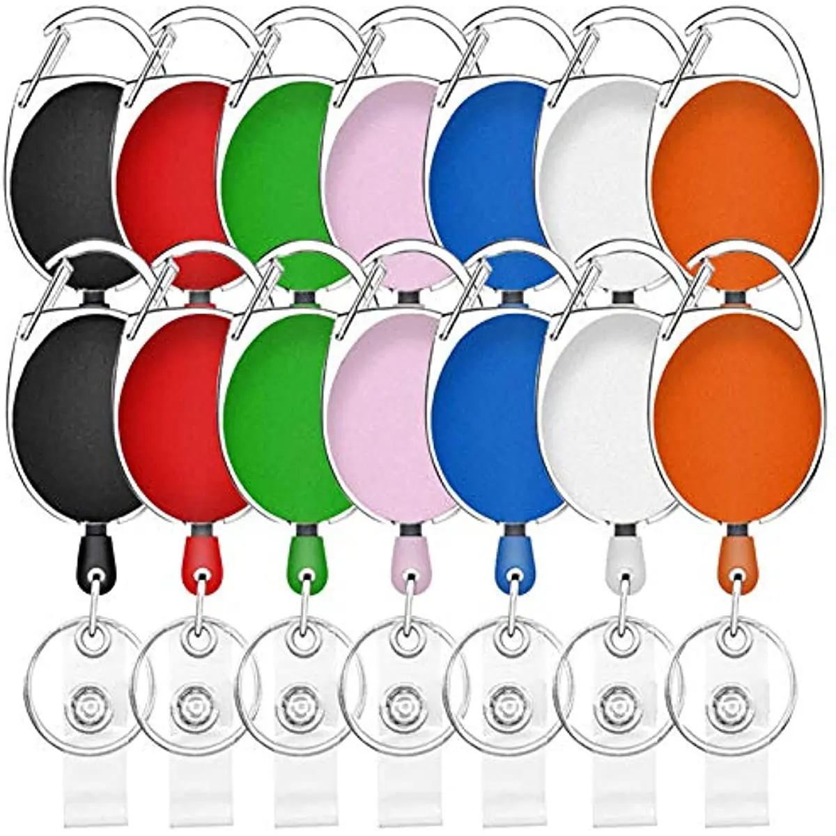 14 Packs Retractable Badge Holder Carabiner Badge Reel Multicolor Retractable Key Holder for Nurses Office Worker Doctor