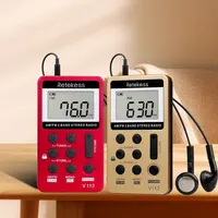 Retekess V112 Radio Mini receptor de Radio de bolsillo Radios portátiles AM FM recargable tiempo de sueño auricular para Walkman Go senderismo