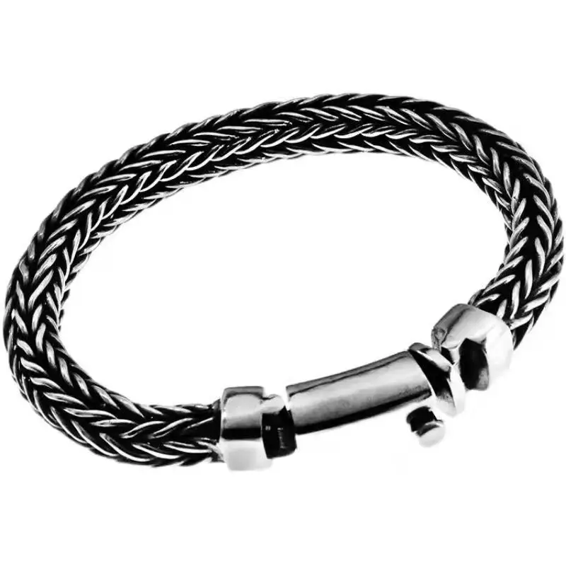 The New National Tide Hand-woven Bracelet Retro Domineering Thick Men\'s Personality Keel Fashion Bracelets Accessories