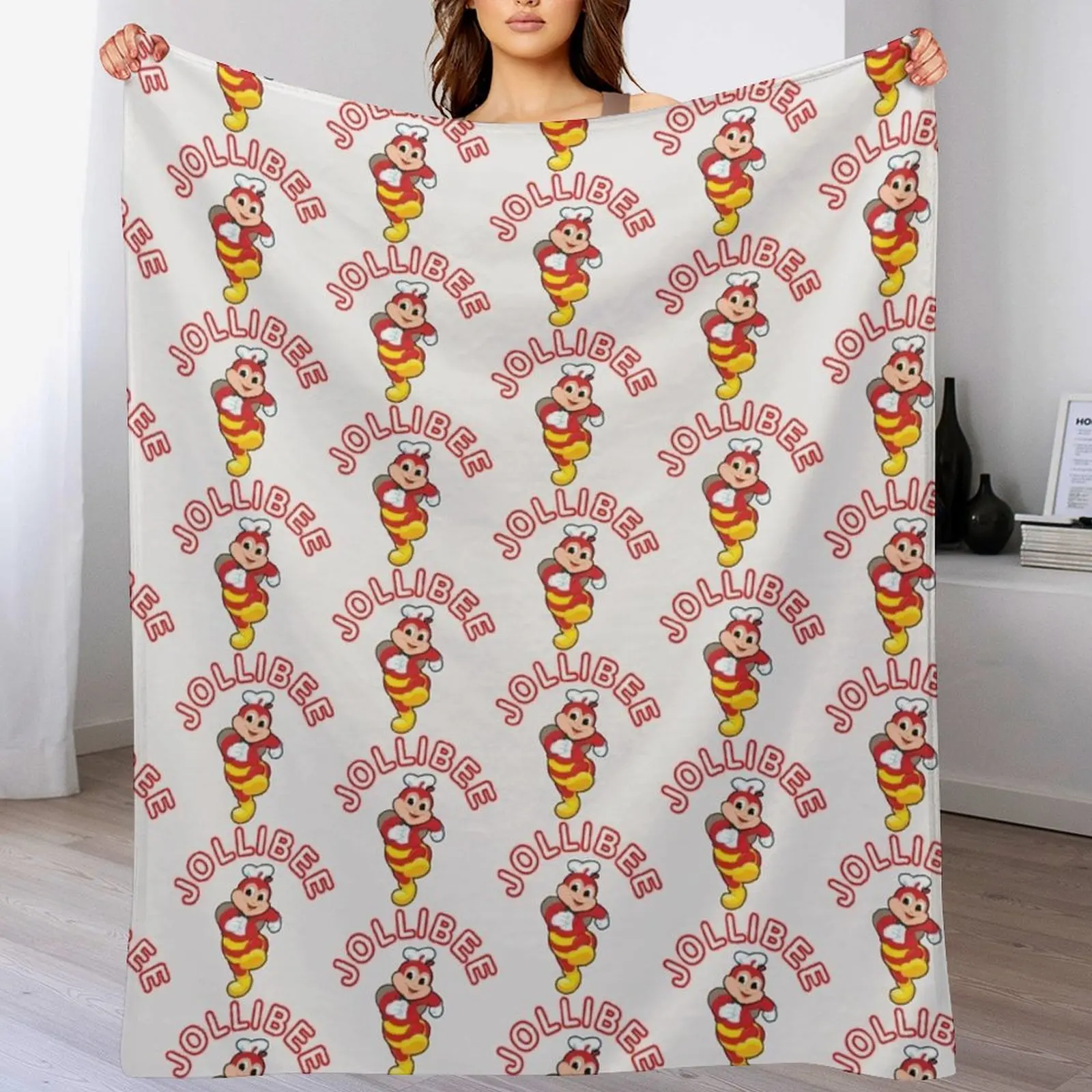 

Jollibee Mascot Philippines Jollibee Fast Food Pilipinas Icon Filipino favorites Throw Blanket Summer Beddings Blankets