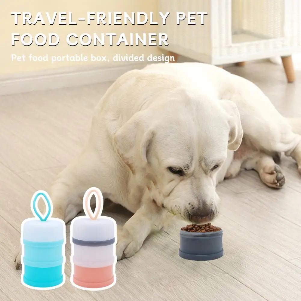 Pet Food Container Portable Pet Food Storage Container with Lanyard Design 2/3 Layer Cat Dog Food Preservation Box for Outdoor