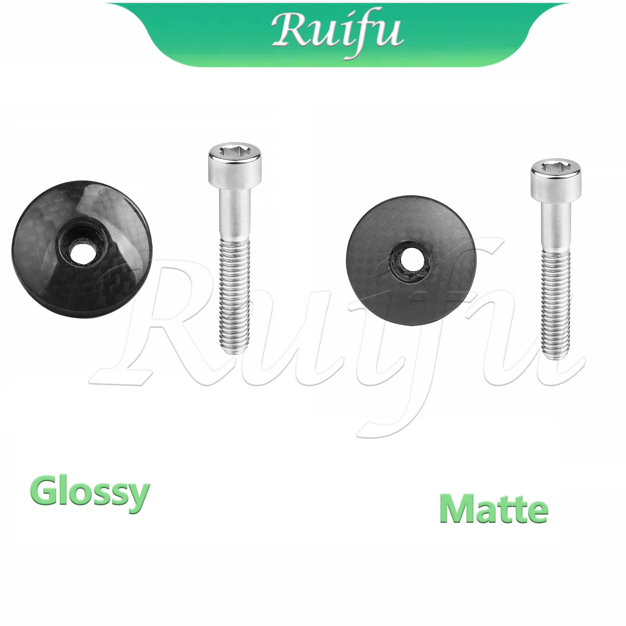 

Ruifu Titanium Bolt M6x35mm Titanium Bolt + 1 1/8" 3K Carbon Fiber Glossy/Matte Bike Headset Stem Top Cap