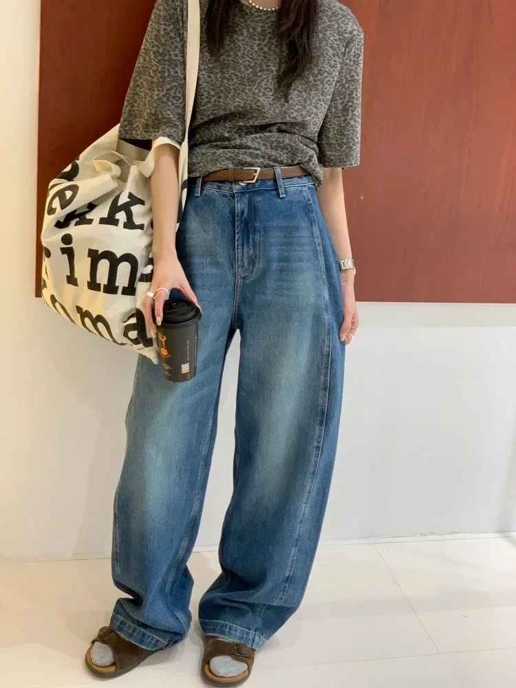 

Джинсы Feita с высокой талией, широкими штанинами, прямым кроем, удлиненные, повседневные, для похудения, из денима, хлопковые, женские