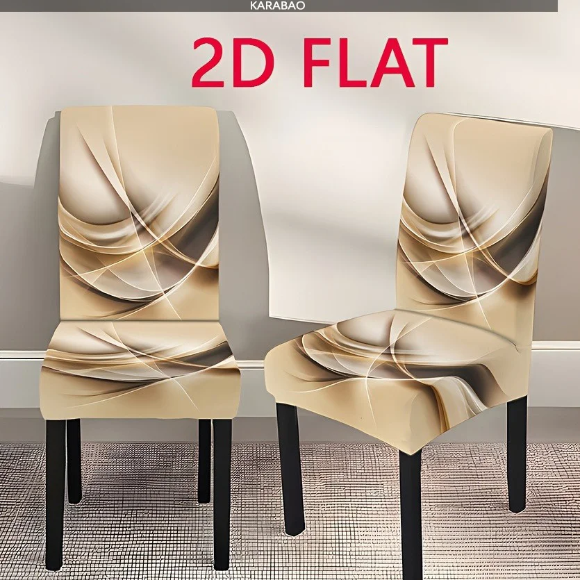 2026 New 2D Flat Abstract Wave Print Elastic Chair Cover, All - inclusive Stretch Dining Chair Slipcover, Wa