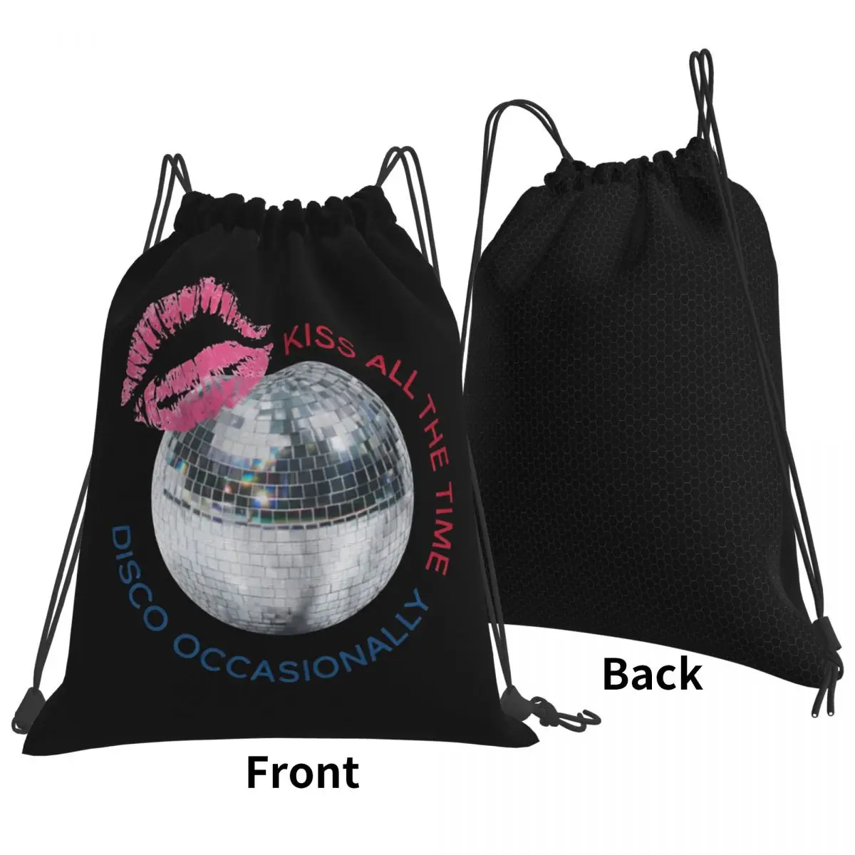 Harry Style Kiss All The Time Disco Occasionally Backpacks Multi-function Drawstring Bags Shoes Bag Book Bags for Man Woman