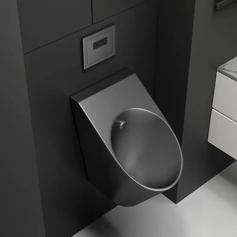 Black Stainless Steel Wall Mounted Urinal Automatic Sensor Flush Valve Concealed Installation for Hotel Public Restroom