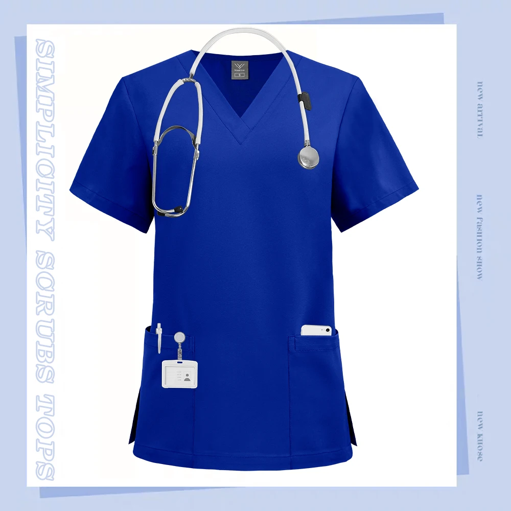Wholesale Scrubs Top Medical Surgical Uniform Scrub Blouse Unisex Hospital Working Clothing Pharmacy Nurse Shirt Dental Workwear