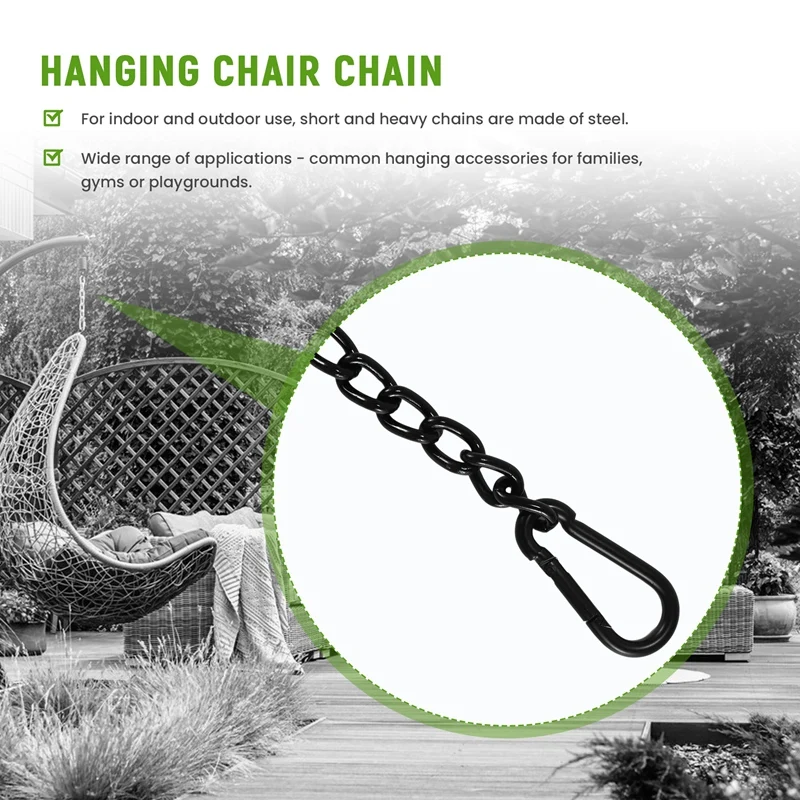 Steel Hanging Chair Chain With 2 Carabiners, Heavy Duty Porch Swing Hammock Chain Kit,For Hammock Swings(66Cm)