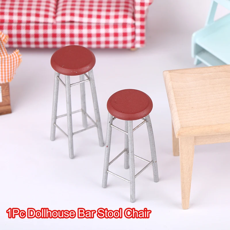 

1:12 Dollhouse Miniature Bar Stool Chair High Stool Mini Round Stool Pocket Stool Model Furniture Decor Kid Toy