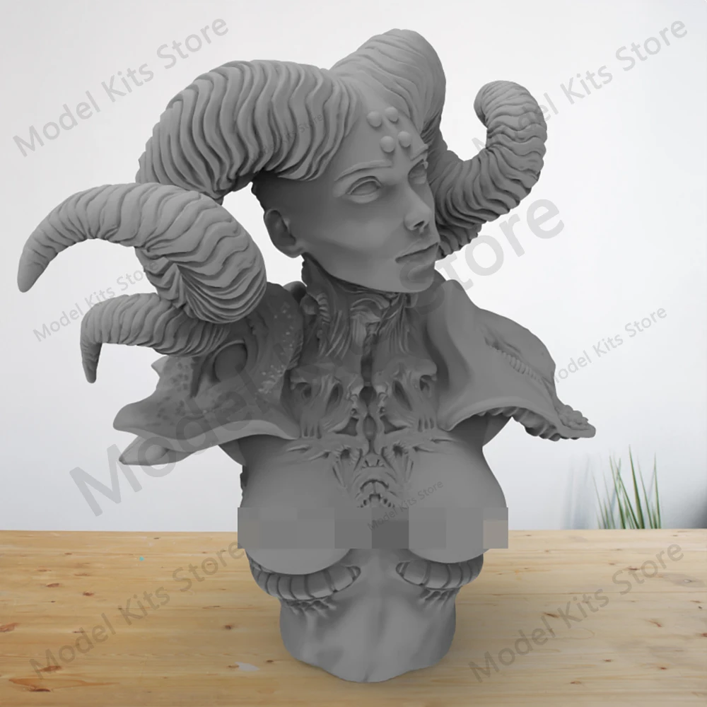 60mm Resin Figure Model Goat Girl Resin Bust Kits Unpainted Unpainted Figure Model Colorless Diy Micro Reduction Statue Toys