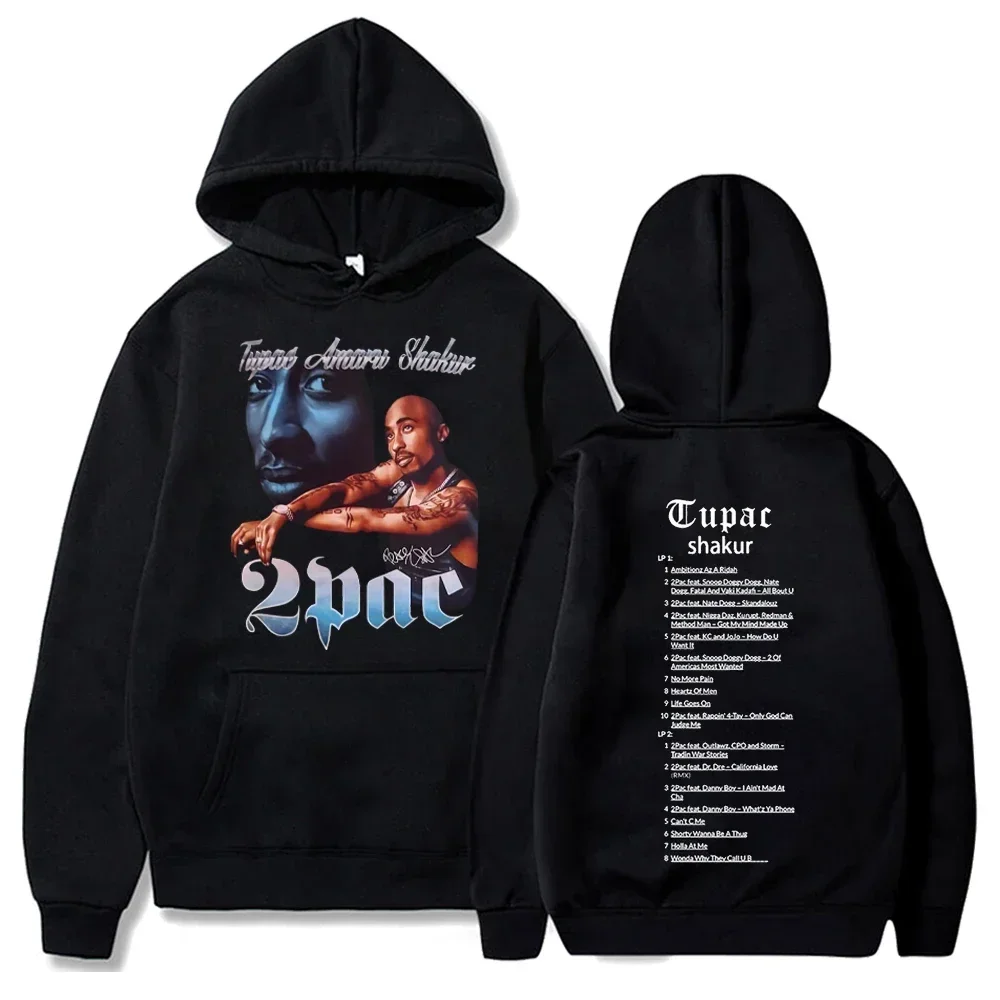 Tupac Hoodies 2pac Sweatshirts Rapper Printed Hoodie Streetwear Y2k Sweater Casual Loose Sweatshirt Autumn Fleece Pullover Hoody