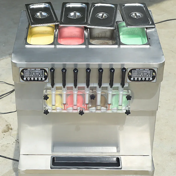 Commerical 395T Sevem Flavors Soft Serve Ice Cream Machine Table Top 4+3 Mixed Flavor Ice Cream Maker with Factory Cheap Prices