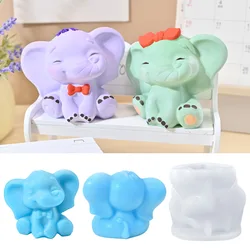 Cute Elephant Candle Mold Sitting Elephant Animal Soap Gypsum Resin Molds 3D Cartoon Elephants Beeswax Candle Plaster Mould
