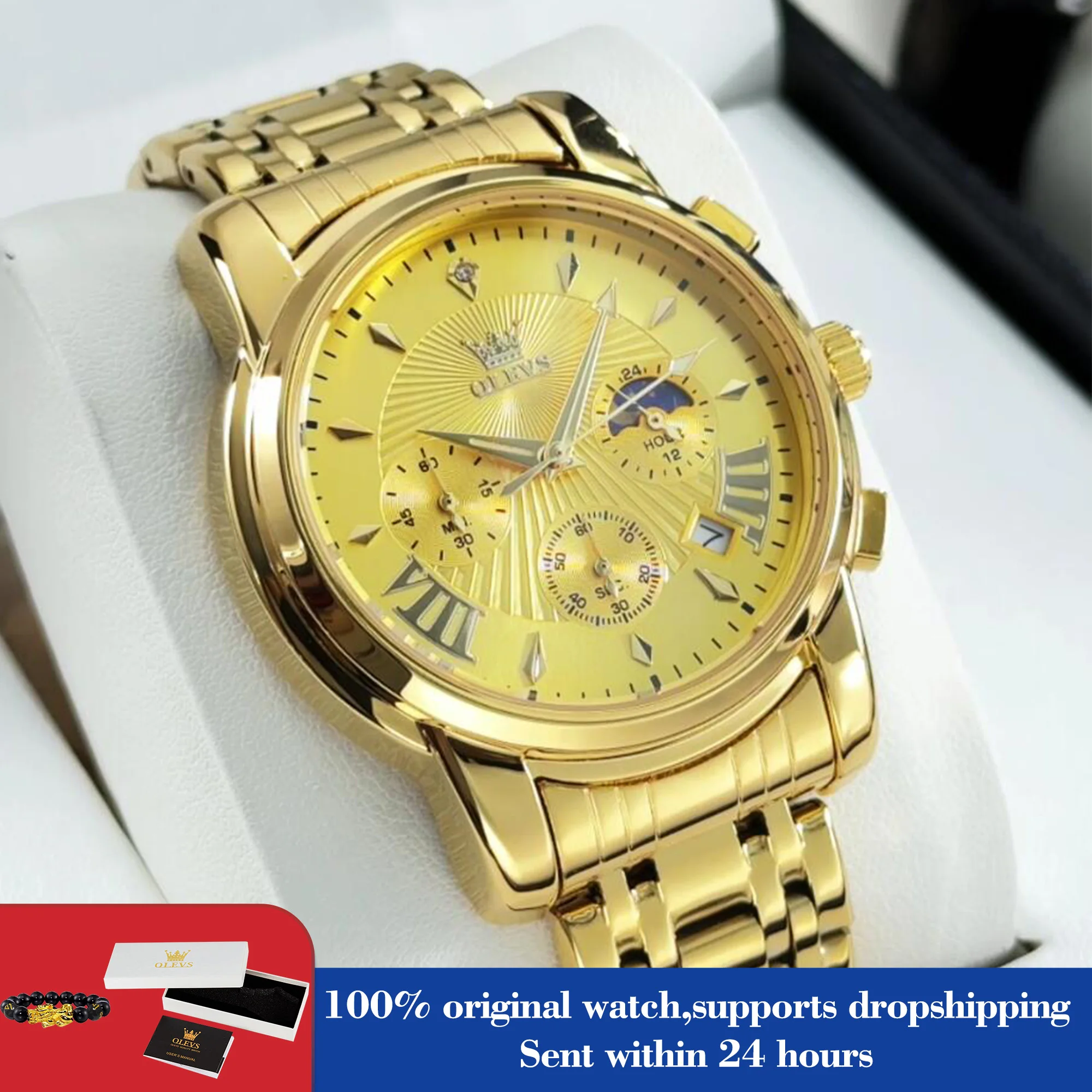 

Часы OLEVS 2892, мужские простые роскошные кварцевые часы для мужчин, лучший бренд, хронограф с фазой Луны, водонепроницаемые часы для платья, светящиеся