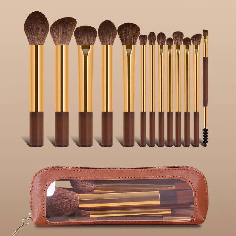 Professional 13Pcs Makeup Brush Set 13 High Precision Brushes with Portable Storage Bag Cosmetic Tools for Foundation Blending