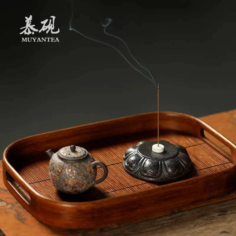 Mu Yan's Handcrafted Solid Stand With Zen-Inspired Design, Dry Brewing Stand, Ceramic Purple Clay Holder, Teapot Mat, Tea