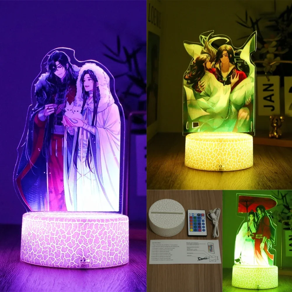 

Tian Guan Ci Fu 3D лампа аниме фигурки светодиодный ночник 16 цветов RGB умная сенсорная комната детская спальня атмосфера украшения подарки