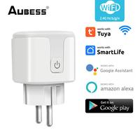 Aubess Tuya WiFi 16/20A Smart Plug With Power Monitor EU Wireless Socket Timing Function Voice Control via Alexa Google Home