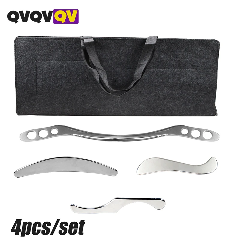 4Pcs Stainless Steel Gua Sha Scraping Massage Tool Set IASTM Tool Set, Great Soft Tissue Mobilization Tool Physical Therapy