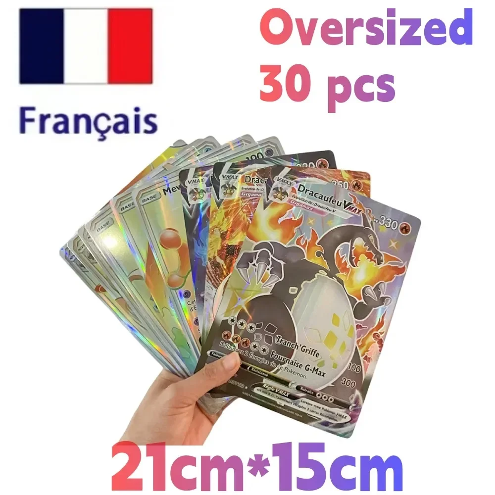 Pokemon Oversized Cards 30Pcs Jumbo Letters Card Vmax Vstar GX Arceus Pikachu Charizard Super Shiny Rare Card Birthday Gift