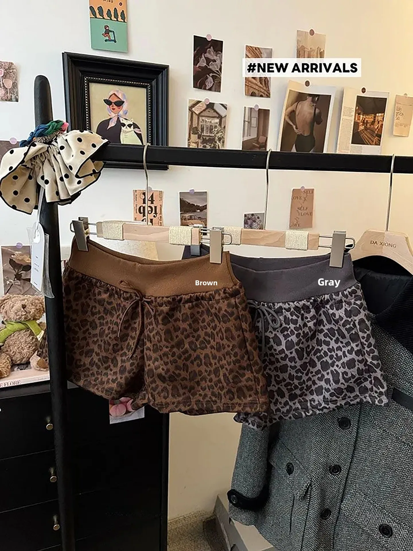 

Vigo Color с леопардовым принтом, вязаные повседневные брюки, женские мягкие универсальные весенние брюки 2026, утягивающие орты Sli Lazy Faion