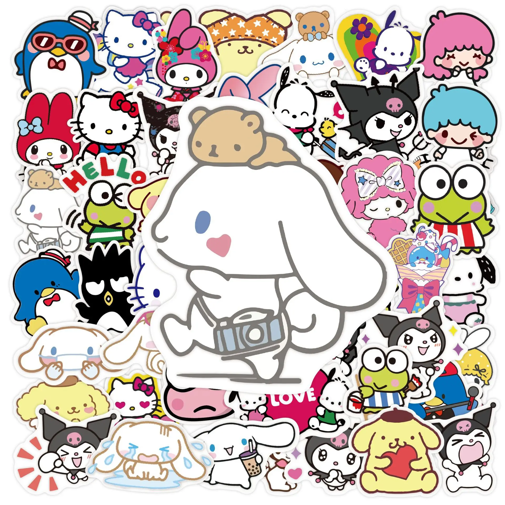 Pegatina de Sanrio de 50 piezas, pegatina impermeable de Hello Kitty kuromi Graffiti