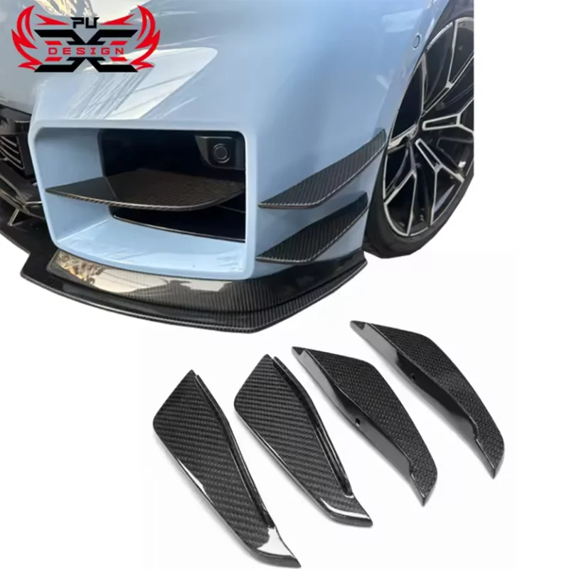 4 Pieces For BMW M2 G87 AC Style Dry Carbon Fiber Canards Front Bumper Spoiler Body kit