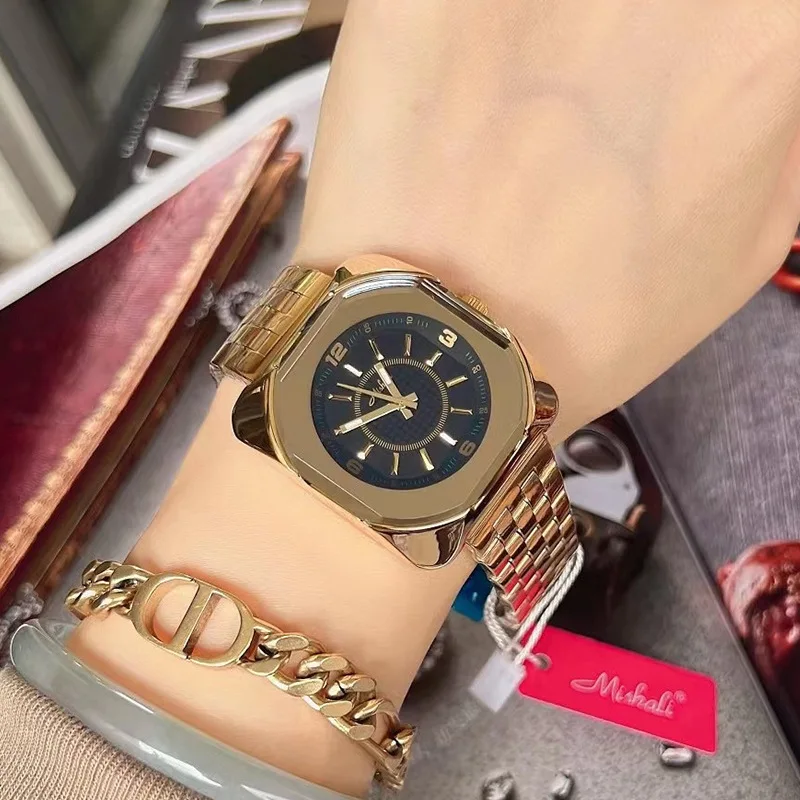 여성용 쿼츠 시계, 우아한 자동 방수 사각 스틸 벨트, 심플 트렌드 클래식 시계, 생일 선물, 신제품