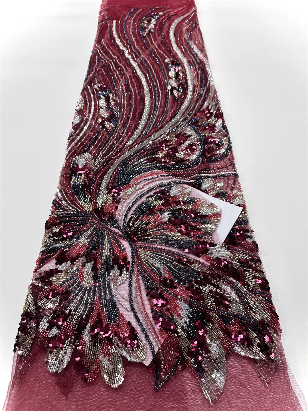 African Groom Lace Fabric 5 Yards Embroidered Tulle Lace Fabric Mesh Sequins Lace Nigerian Lace Fabrics for Wedding Party Sewing