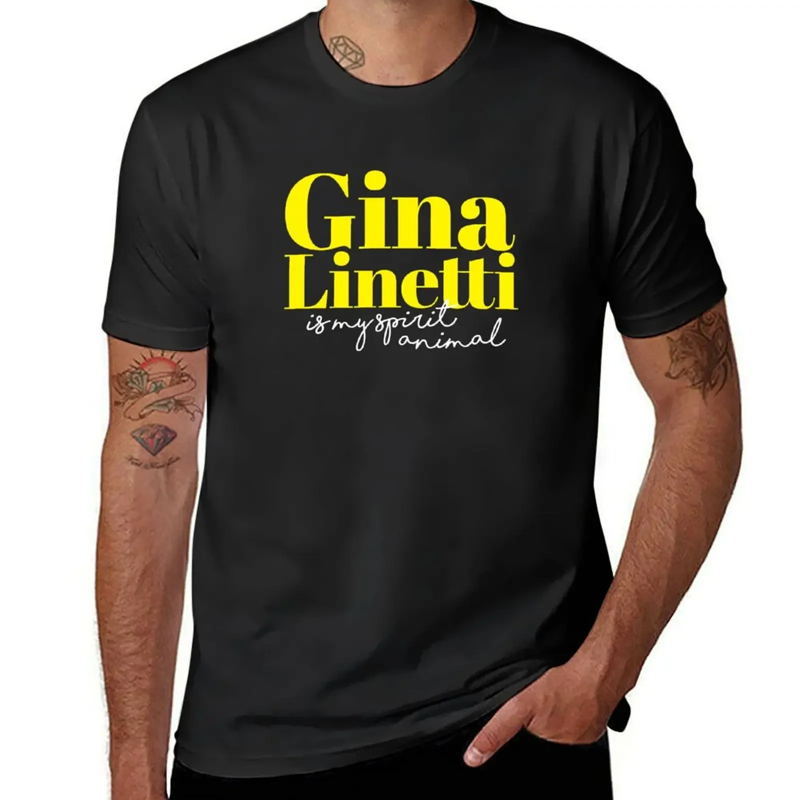 gina linetti is my spirit animal T-Shirt animal prinfor boys rapper graphic tees anime vintage mens tall t shirts