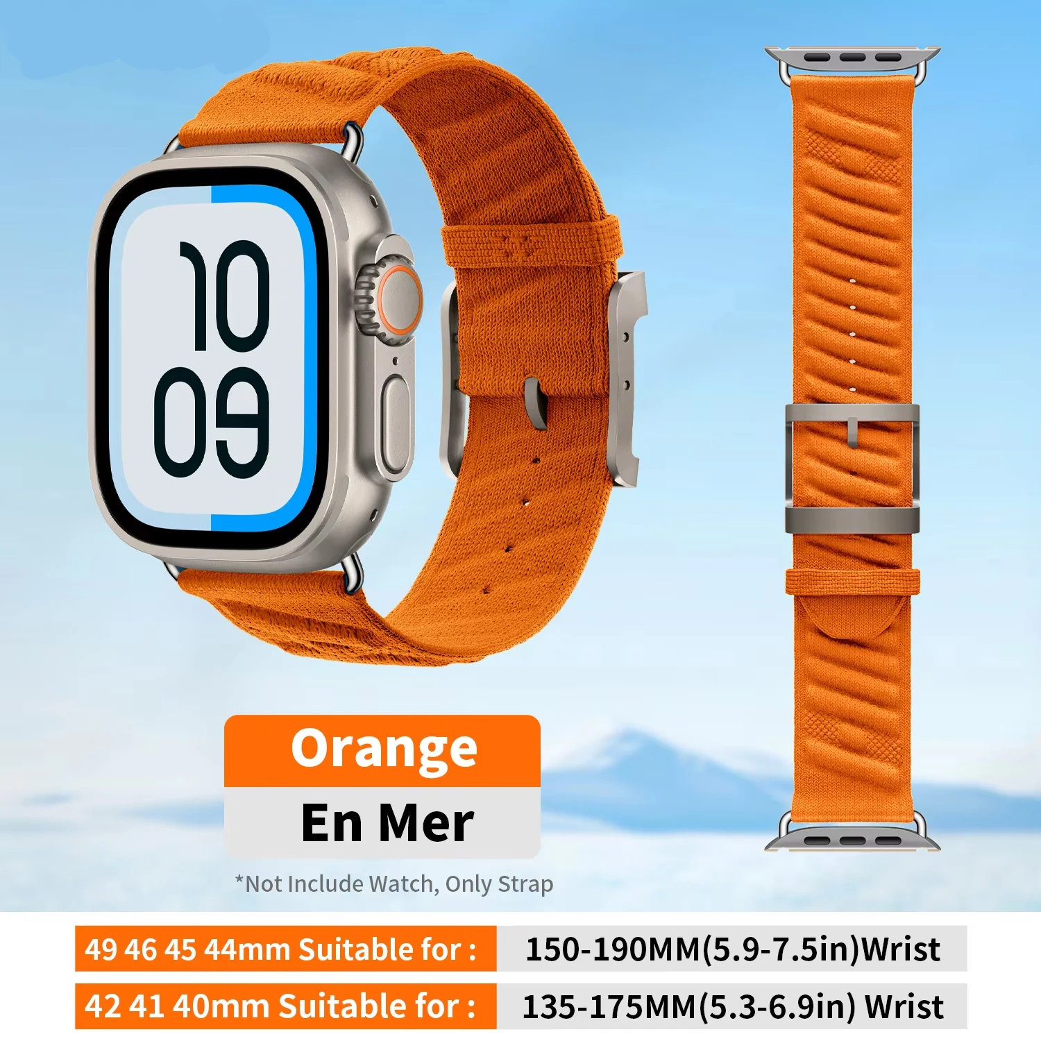 Correa para Apple Watch Ultra 3 2 Series 11 10 9 8 6 SE3 con logo, estilo En Mer Bleu Nuit, para iWatch de 42mm, 46mm, 45mm, 44mm, 49mm