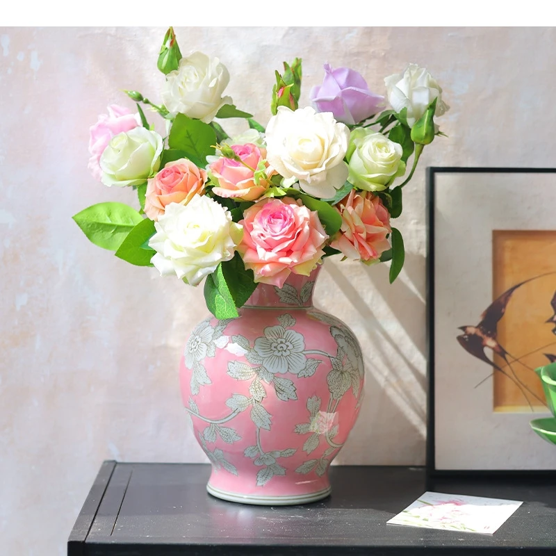 Keramikvase Chinesische Retro-Flasche Blau-Weiß-Porzellan Blumenvase Blumenarrangement-Zubehör Heimdekoration