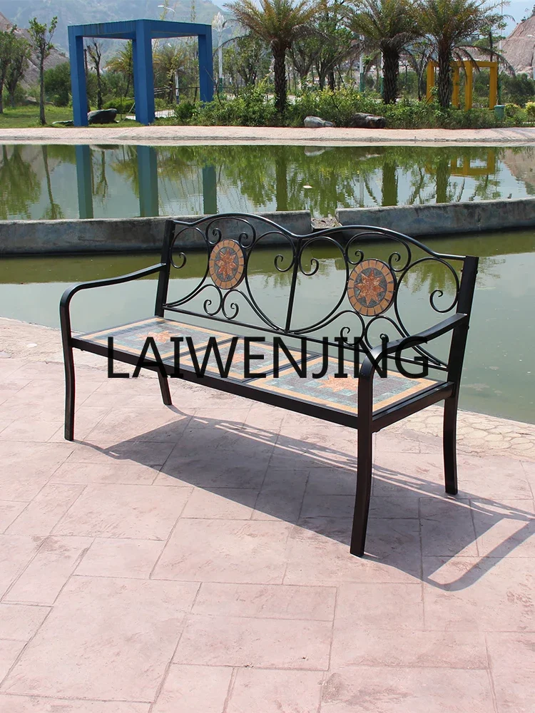 ZP10 Iron Mosaic Outdoor Desk-Chair Balcony Multi-Function Lifting Park Leisure Bench