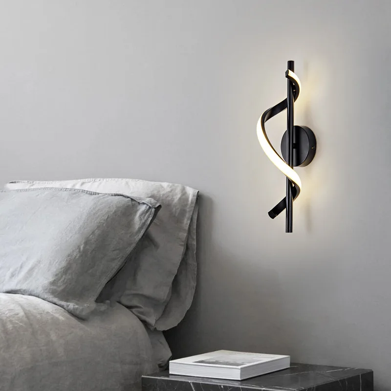 

Modern Spiral LED Wall Sconce Lamp Black/White Twisted Wall Lamp Minimalist Linear Wall Light for Bedroom Living Room Home Decor
