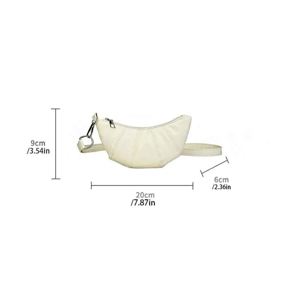 Elegant PU Leather PU Croissant Bag Silver Purse Lanyard Wallet Cute Korean Style Hanging Neck Coin Purse Shopping