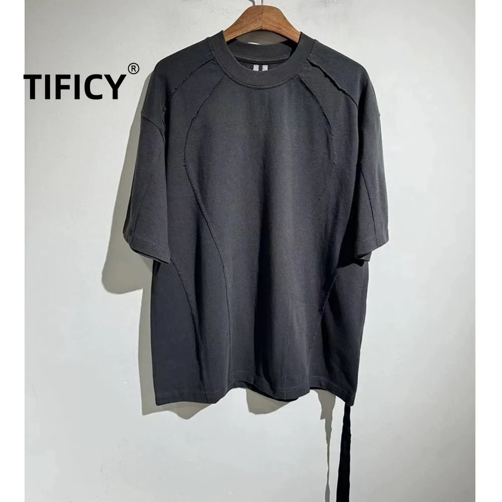 

High Street Tees Tshirt Tops Men's RO Style American Style New Simple High-end Deconstruction Loose Casual Short Sleeved T-shirt