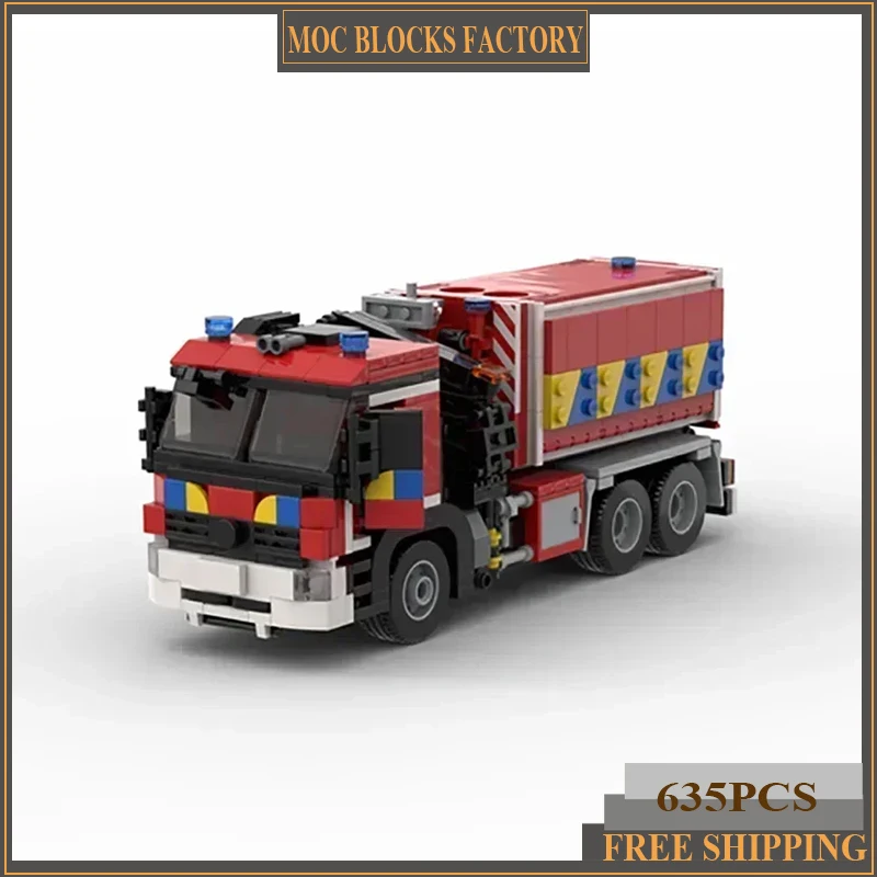 

City Car Model Moc Building Bricks Belgian Fire Truck Hooklift Vehicle Technology Blocks Gifts Christmas Toys DIY Sets Assembly