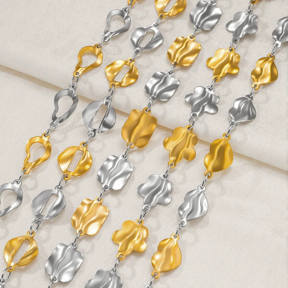 0.5Meter 1 Meter Gold Stainless Steel Chains PVD Heart Link Chain for DIY Women Necklace Bracelet Jewelry Making Craft Supplies