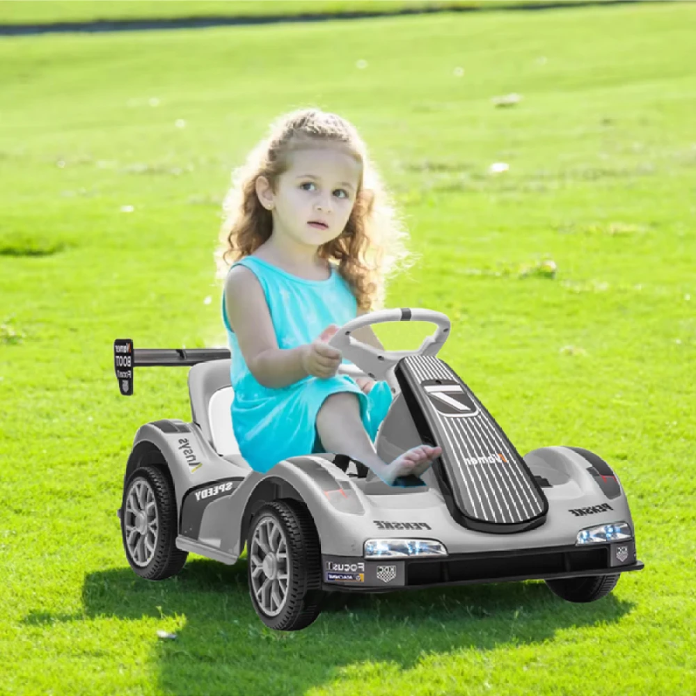 Kids Electric Go Kart, 12V Battery Powered Ride On Car w/Remote Control, Wheeler Electric Vehicle for Kids, Gift for Boys Girls