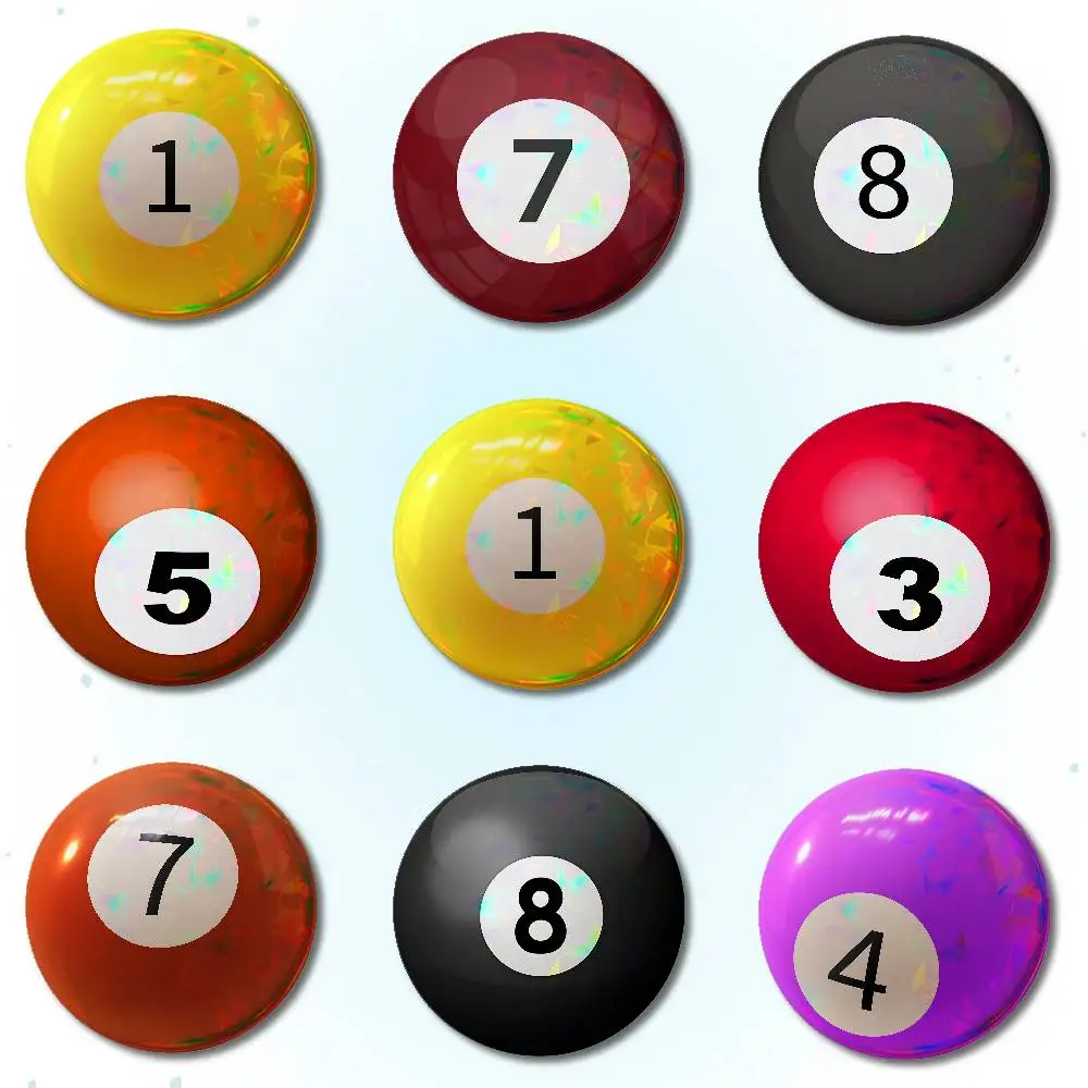 Billiard Aall Number Badges Round Brooch Cute Cartoon Idol Cosplay Badges DIY Backpack Clothing Jewelry Pins