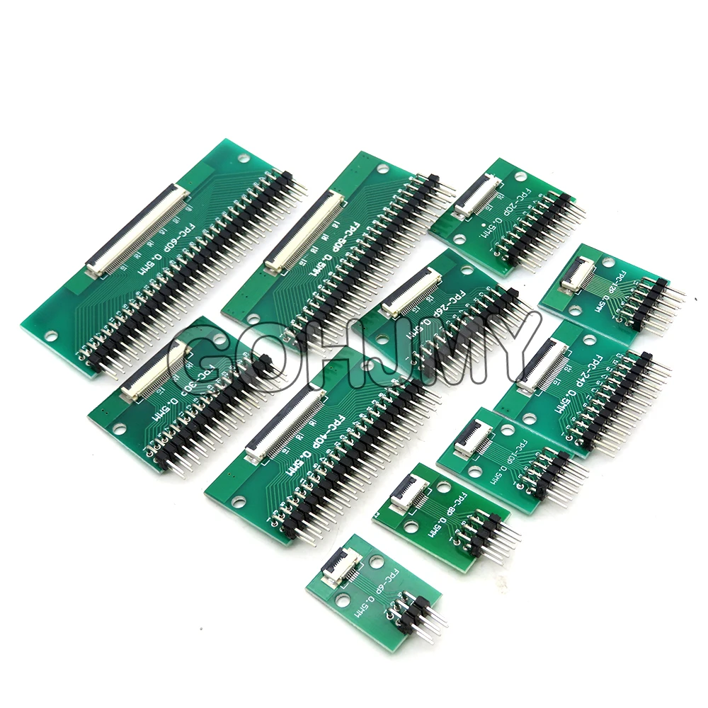 FFC محول مجلس موصل ، إبرة مستقيمة و منحني دبوس ، 0.5 مللي متر ، 1.0 مللي متر ، 2.54 مللي متر ، FPC ، 6 ، 8 ، 10 ، 12 ، 20 ، 24 ، 26 ، 30 ، 34 ، 40 ، 50 ، 60 ، 80 دبوس #2