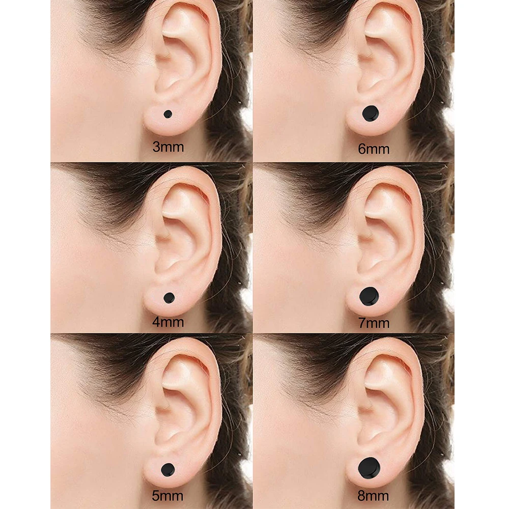 1 Pair 20G 16G Stainless Steel Flat Top Stud Earrings Set for Women Men Helix Tragus Barbell Stud Earrings Mix Sizes 3-8mm