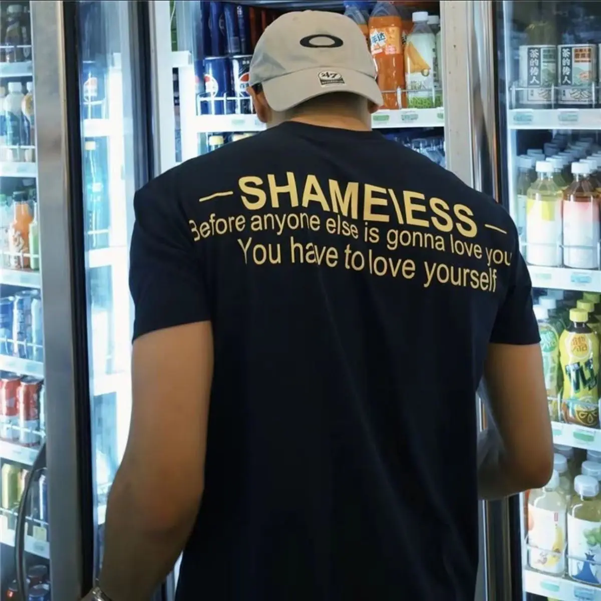 

Shameless Letter Back Printed Short-sleeved T-shirt Men's Summer New Half-sleeved American Crew Neck Sports Fitness Casual Top