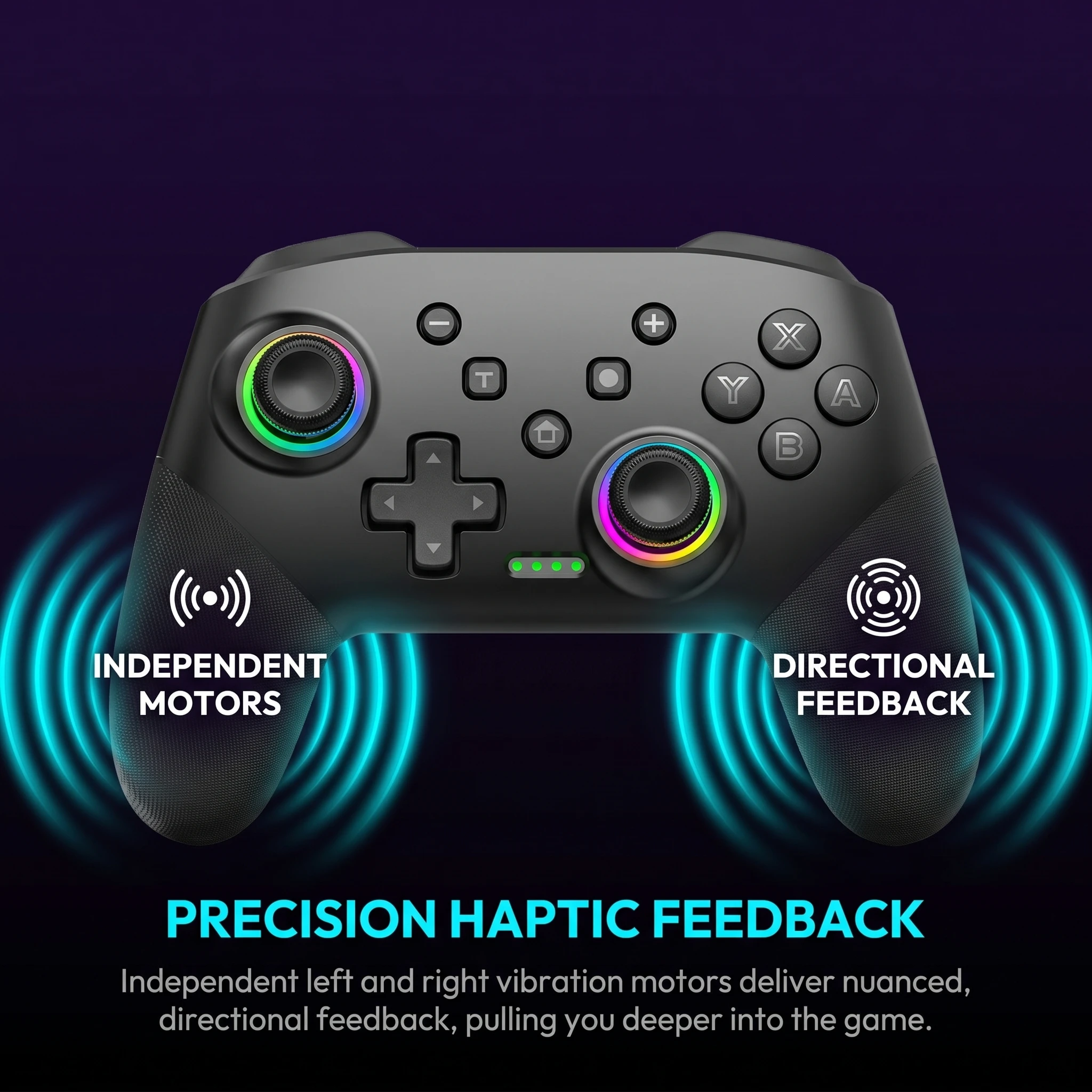 Control Inalámbrico RGB para Juegos, Gamepad Dual Shock para Switch, PS4, PC, Android, iOS, con Soporte para Teléfono y Joystick Ergonómico