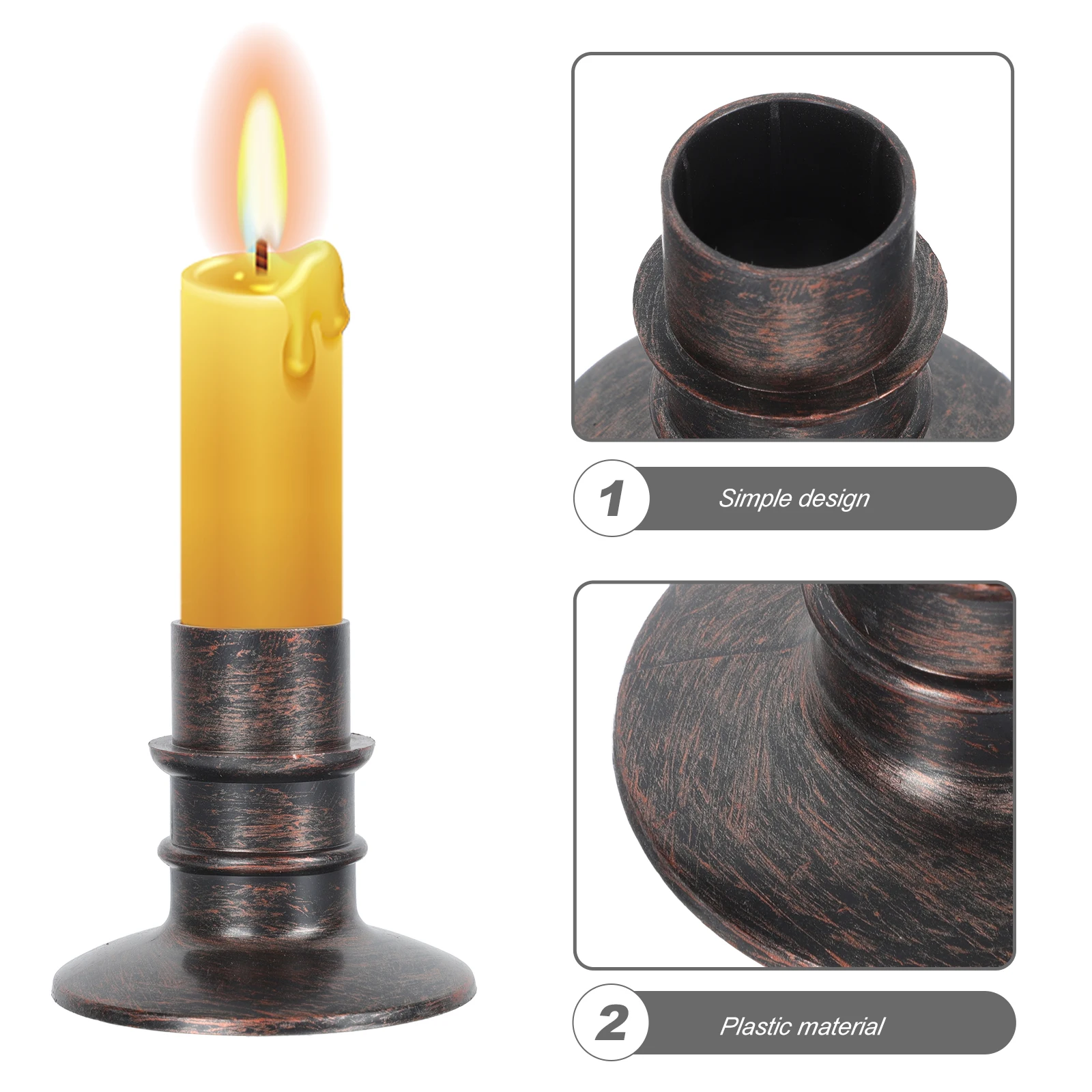 

10Pcs Plastic LED Candlestick Candleholder Simple Hollow Desktop Decor Decorative Stand Plastic Candlestick